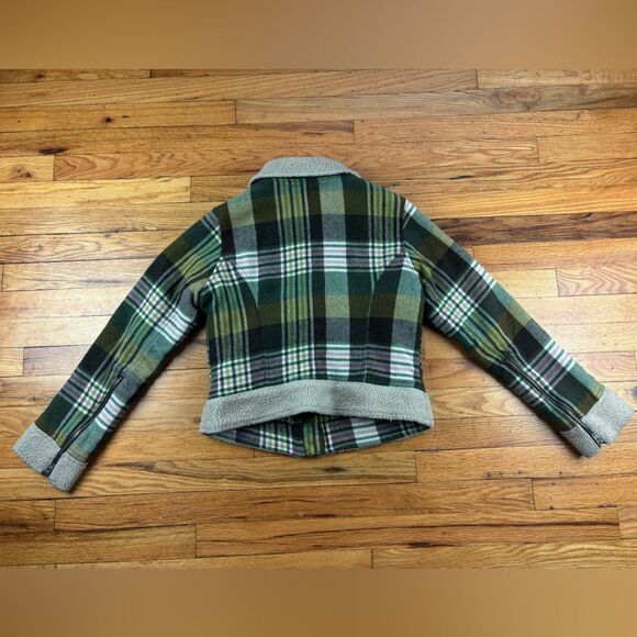 Free People Plaid Green & Brown zip up Jacket Size Small Petite - Picture 4 of 12